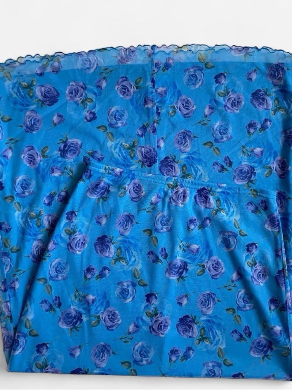 Vintage 90s blue mesh floral maxi skirt